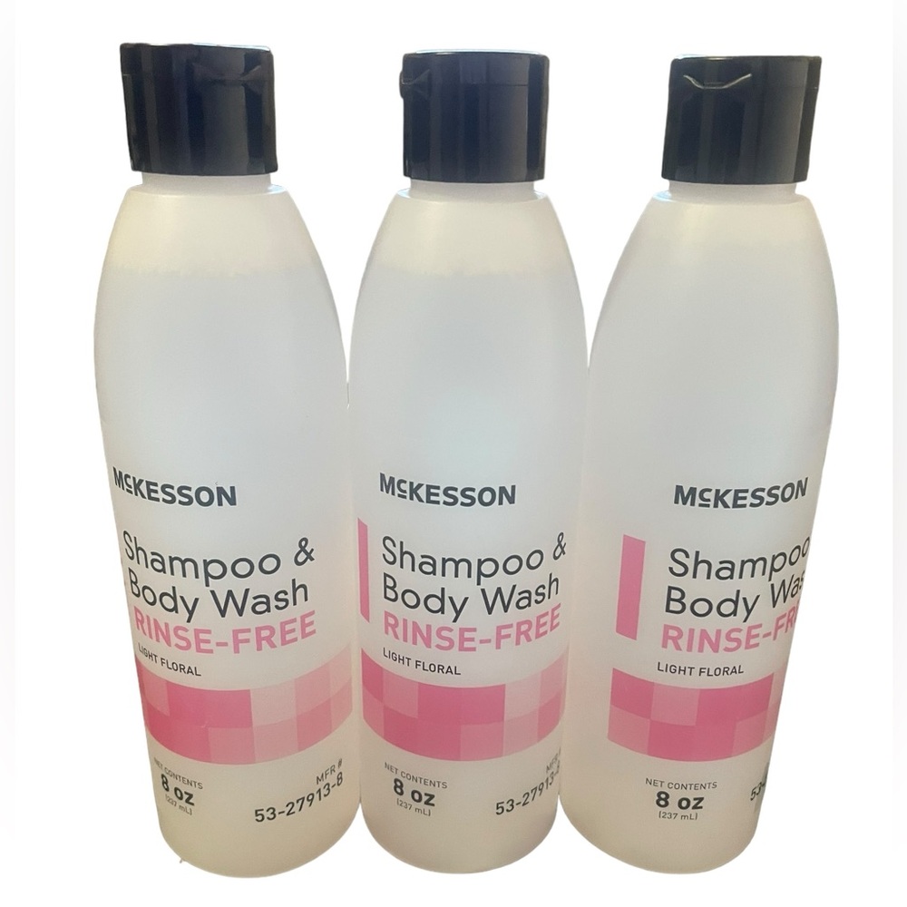 McKesson Rinse-Free Shampoo & Body Wash Unisex Light Floral Scent 8 oz Set Of 3